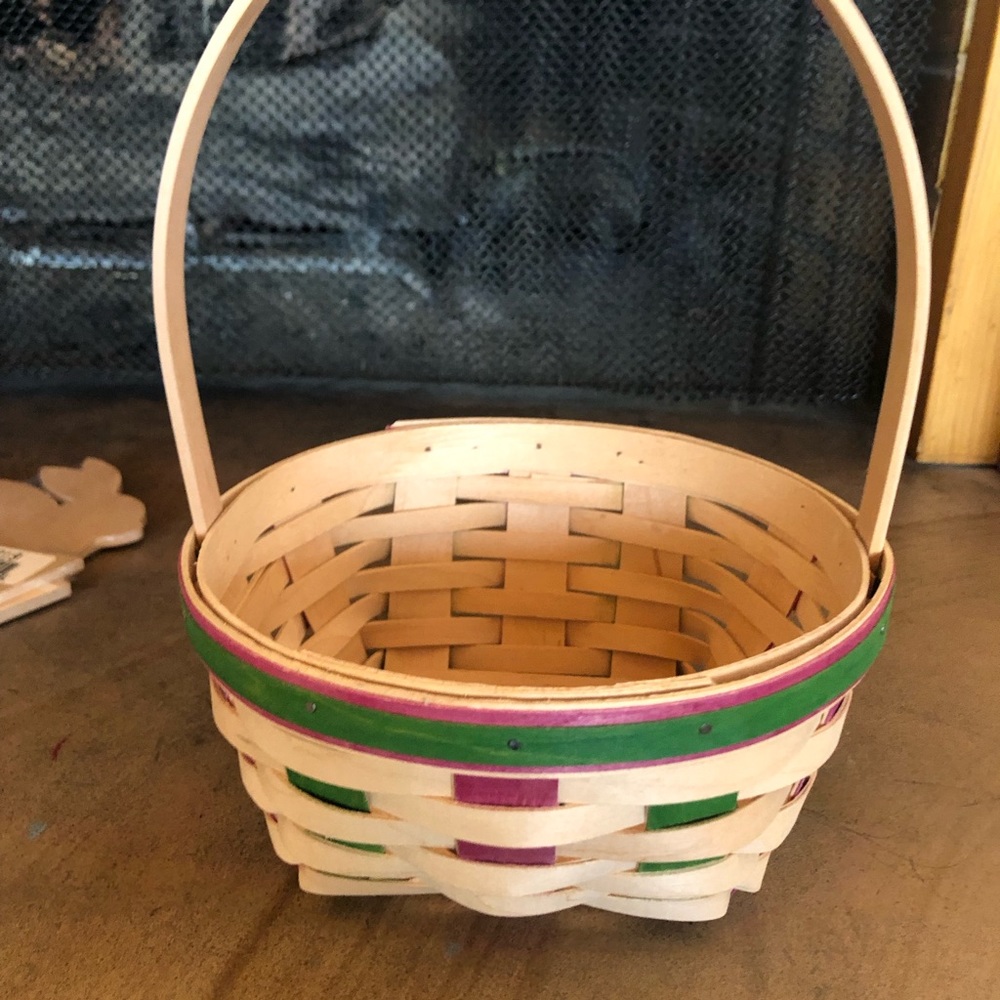 Longaberger 1999 vintage natural Easter basket, liner, wooden bunny divider - Picture 3 of 7